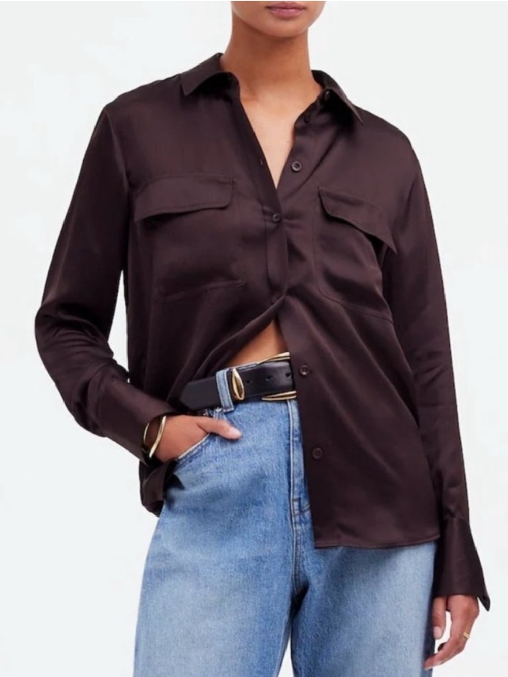 NWT madewell Brown silk top